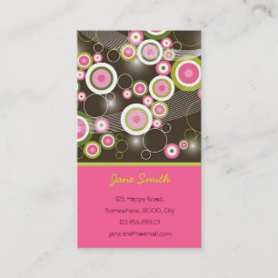 Abstract Fun Retro Funky Pink Circles Profile Card