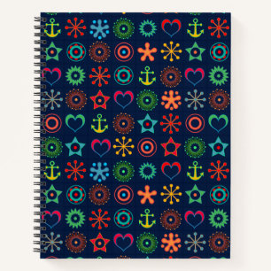 Abstract fun shapes retro design print notebook