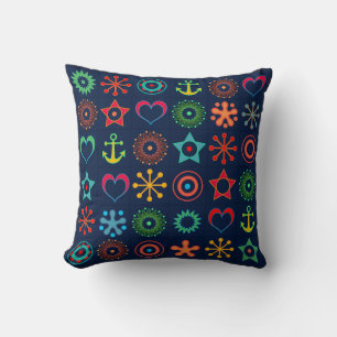 Abstract fun shapes retro design print throw pillow