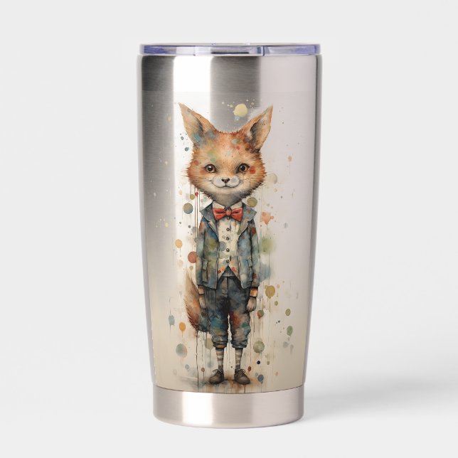 Abstract Funky Male Fox Insulated Tumbler (Front)