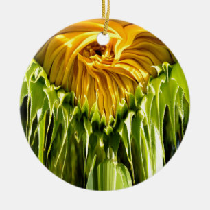 Abstract funky retro Sunflower, scared geometry  Ceramic Ornament