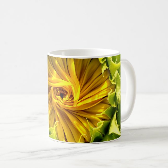Abstract funky retro Sunflower, scared geometry  Coffee Mug (Front Right)