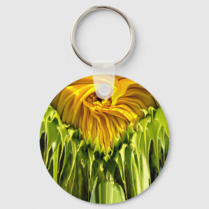 Abstract funky retro Sunflower, scared geometry  Keychain