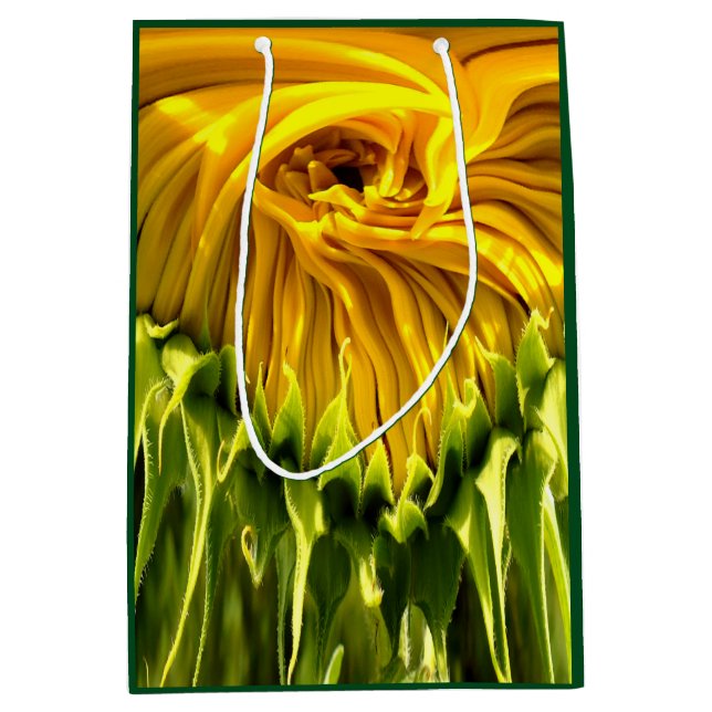 Abstract funky retro Sunflower, scared geometry  Medium Gift Bag (Front)