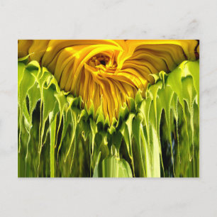 Abstract funky retro Sunflower, scared geometry  Postcard