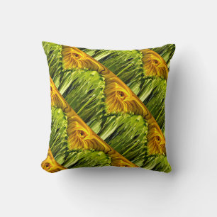 Abstract funky retro Sunflower, scared geometry  Throw Pillow