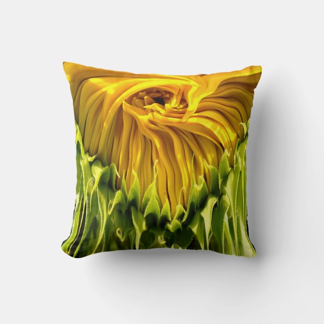 Abstract funky retro Sunflower, scared geometry  Throw Pillow (Front)