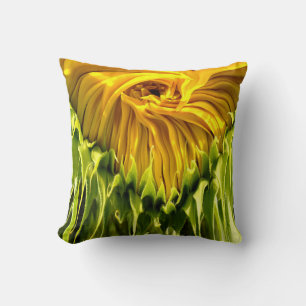 Abstract funky retro Sunflower  Throw Pillow
