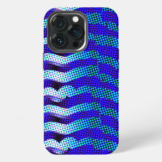 Abstract Funky Wave Pattern Colourful Blue Green  iPhone Case (Back)