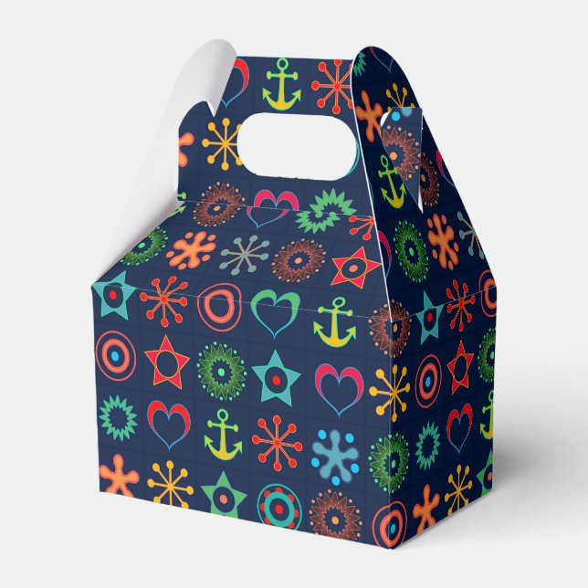 Abstract, funny, shapes, retro favor box (Front Side)