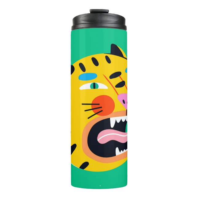 Abstract funny tiger thermal tumbler (Front)