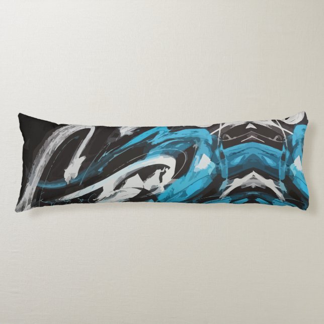 Abstract Fusion: Colour Splashes and Dynamic Lines Body Pillow (Front)