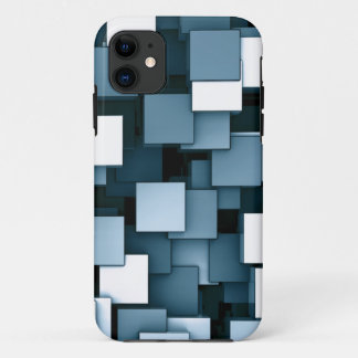 Abstract Futuristic Blue Cube Voxel Pattern iPhone 11 Case