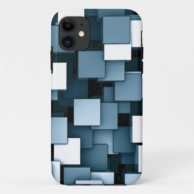 Abstract Futuristic Blue Cube Voxel Pattern Case-Mate iPhone Case (Back)