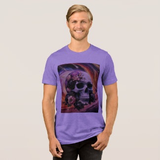 Abstract Galactic Vintage-style Skull Tri-Blend Shirt