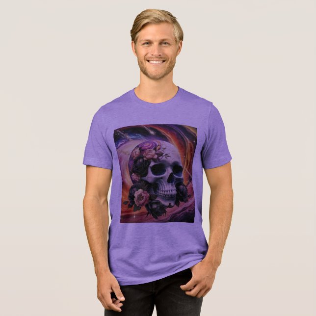 Abstract Galactic Vintage-style Skull Tri-Blend Shirt (Front Full)