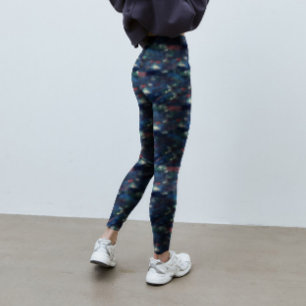 Abstract Galaxy Dark Blue Green Tie-dye Pattern Leggings