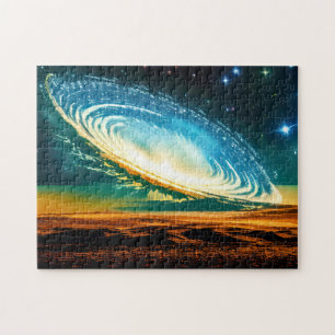 Abstract Galaxy Over Desert Planet in Outer Space Jigsaw Puzzle
