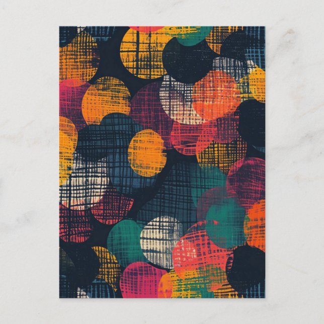 Abstract Gauze Fabric Circles Pattern Holiday Postcard (Front)