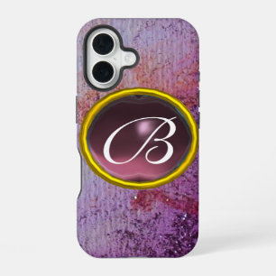 ABSTRACT GEM MONOGRAM purple iPhone 16 Case