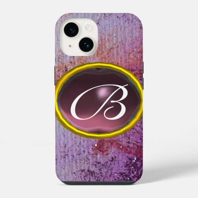 ABSTRACT GEM MONOGRAM purple iPhone Case (Back)