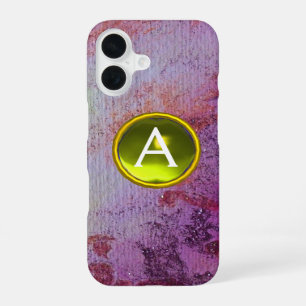 ABSTRACT GEM MONOGRAM purple yellow iPhone 16 Case