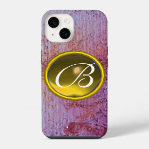 ABSTRACT GEM MONOGRAM purple yellow iPhone 14 Case