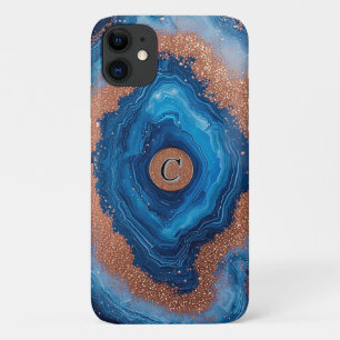 Abstract Geode Design With Rose Gold Accents iPhone 11 Case