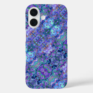 Abstract Geode Marbling in Peacock Colours iPhone 16 Case