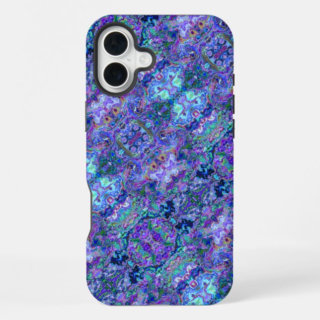 Abstract Geode Marbling in Peacock Colours iPhone Case (Back)