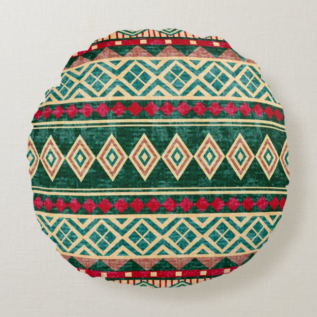 Abstract Geometric African Style Pattern Round Pillow (Front)