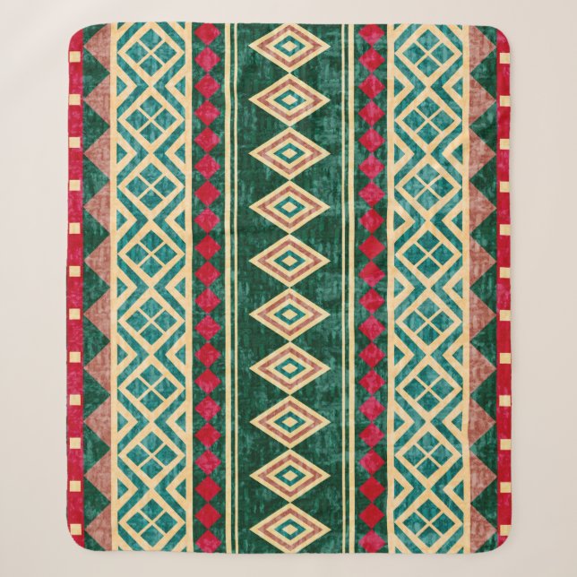 Abstract Geometric African Style Pattern Sherpa Blanket (Front)