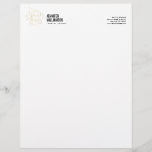 Abstract Geometric Architectural Logo White/Gold Letterhead