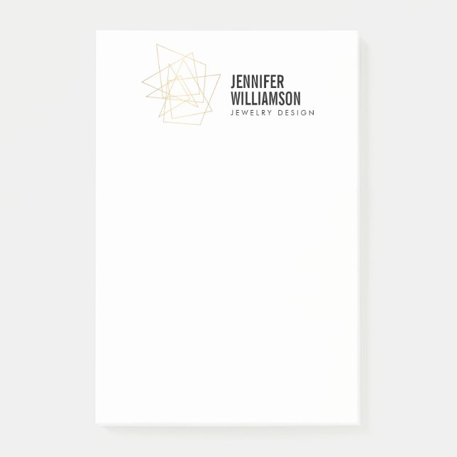 Abstract Geometric Architectural Logo White/Gold Post-it Notes (Front)