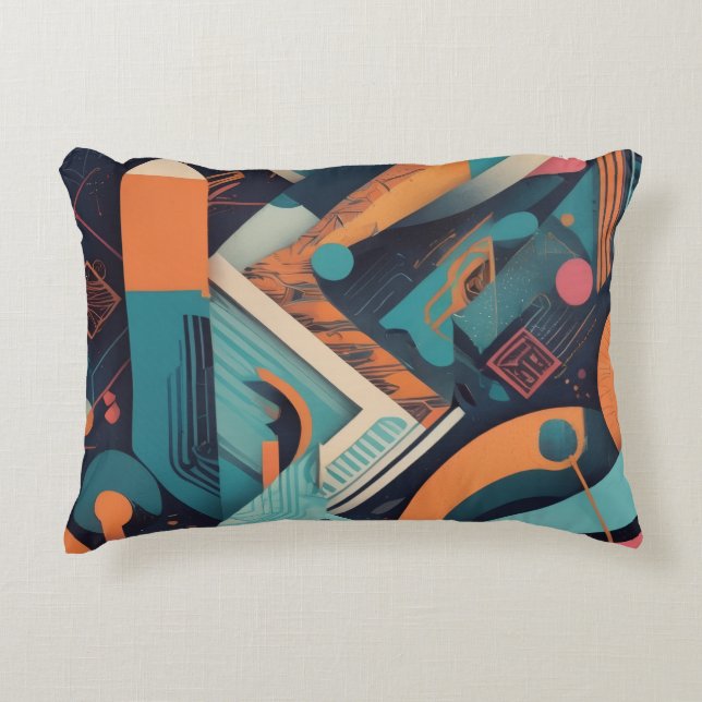 Abstract Geometric Art – Bold Vibrant Graphic Accent Pillow (Front)