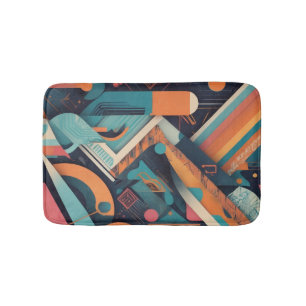 Abstract Geometric Art – Bold Vibrant Graphic Bath Mat