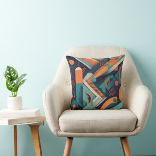 Abstract Geometric Art – Bold Vibrant Graphic Throw Pillow
