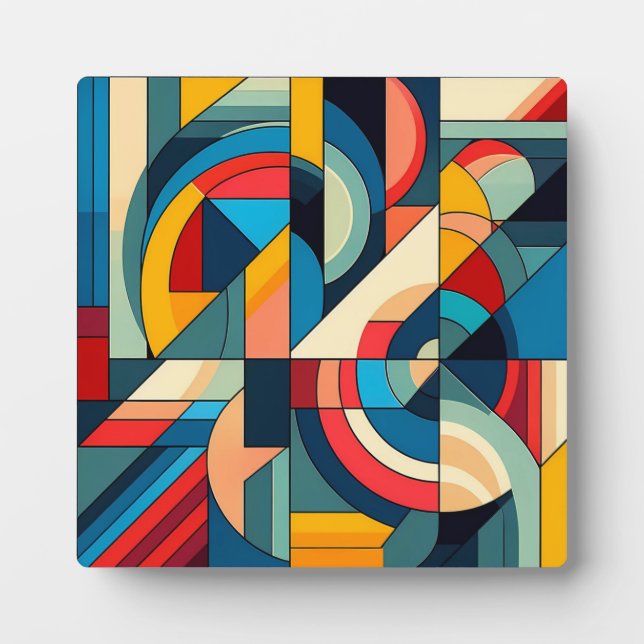 Abstract Geometric Art – Colour Grid Composition Plaque (Front)