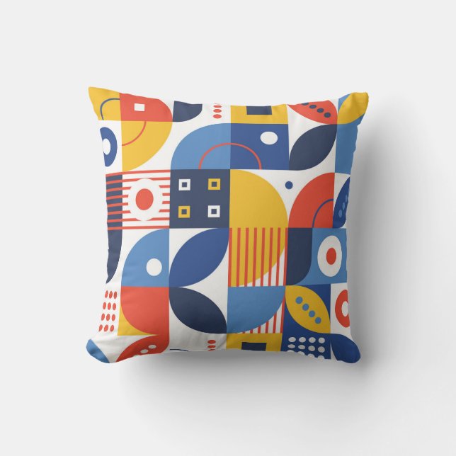 Abstract geometric art pattern Colourful Throw Pillow (Front)