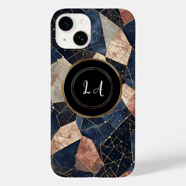 Abstract Geometric Artwork with Golden and Black Case-Mate iPhone Case (Back)