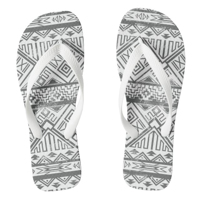 Abstract Geometric Aztec Pattern 2 Flip Flops (Footbed)