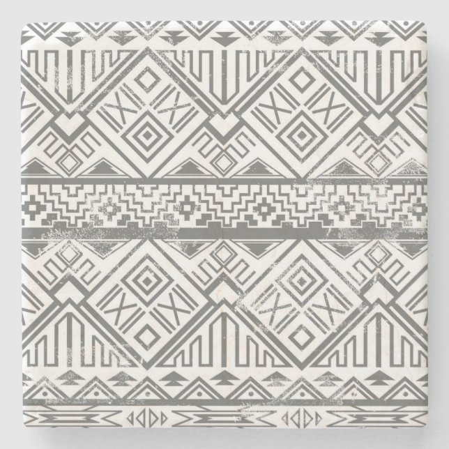 Abstract Geometric Aztec Pattern 2 Stone Coaster (Front)