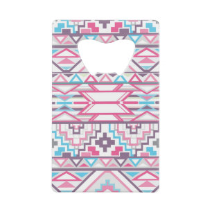 Abstract Geometric Aztec Pattern 3 Credit Card Bottle Opener