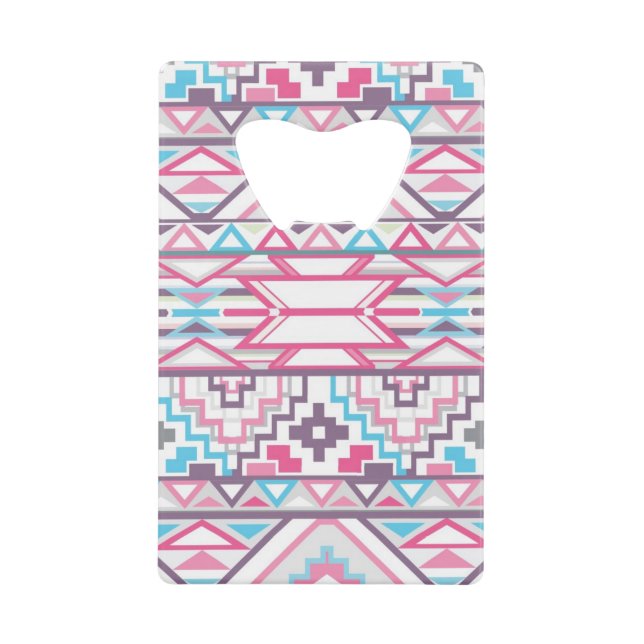 Abstract Geometric Aztec Pattern 3 Credit Card Bottle Opener (Front)
