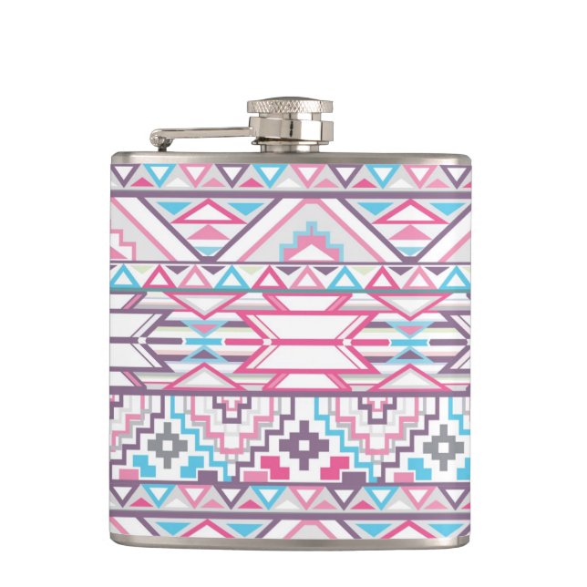 Abstract Geometric Aztec Pattern 3 Hip Flask (Front)