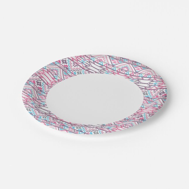 Abstract Geometric Aztec Pattern 3 Paper Plate (Angled)