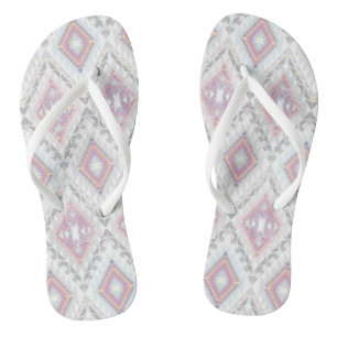 Abstract Geometric Aztec Pattern Flip Flops
