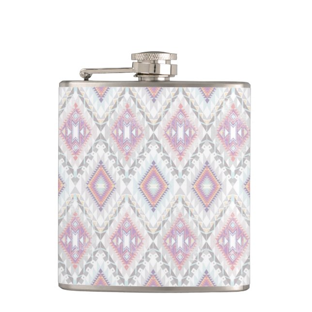 Abstract Geometric Aztec Pattern Hip Flask (Front)