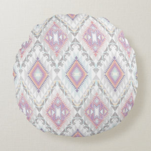 Abstract Geometric Aztec Pattern Round Pillow