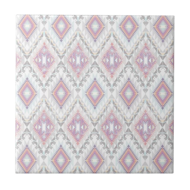 Abstract Geometric Aztec Pattern Tile (Front)